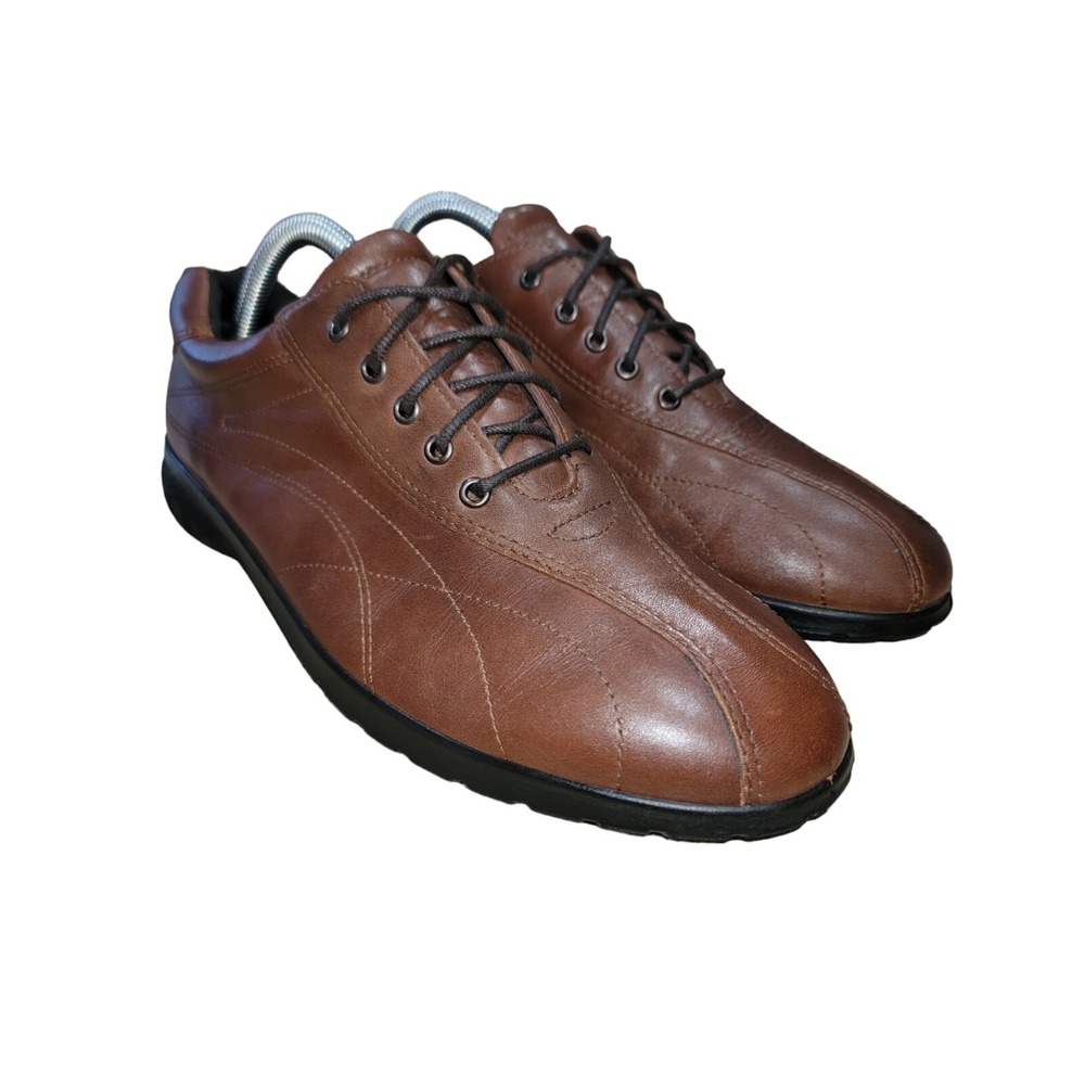 ECCO Fresh Womens Brown Leather Lace Up Sneakers Shoes Comfort Walking EU 41 US